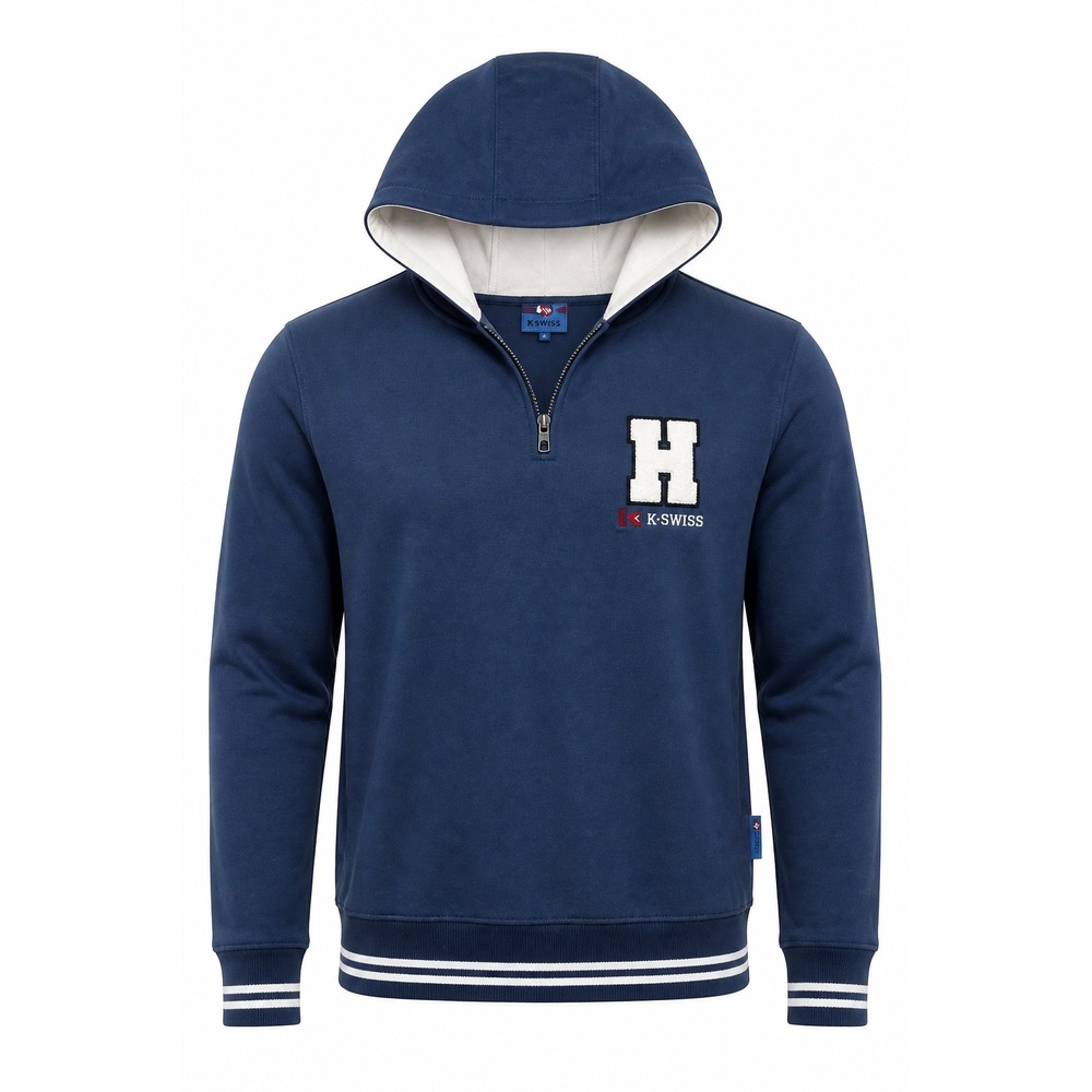K‑Swiss Collection Hoodie Medium Navy Half Zip H Patch Retro Athletic Sweatshirt